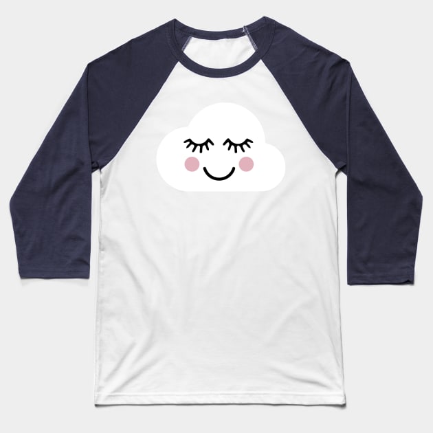 smiley happy blissful kawaii cloud with face Baseball T-Shirt by opptop